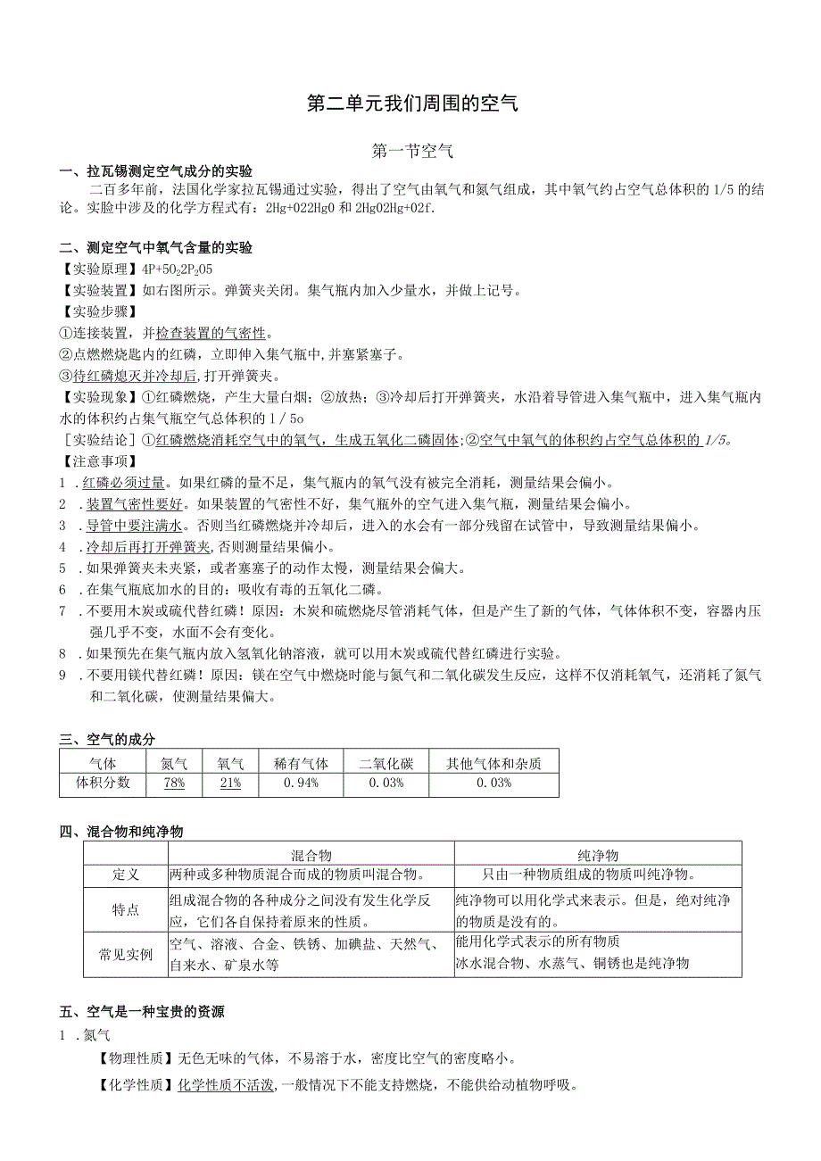 第二单元 我们周围的空气 知识点梳理汇总.docx_第1页