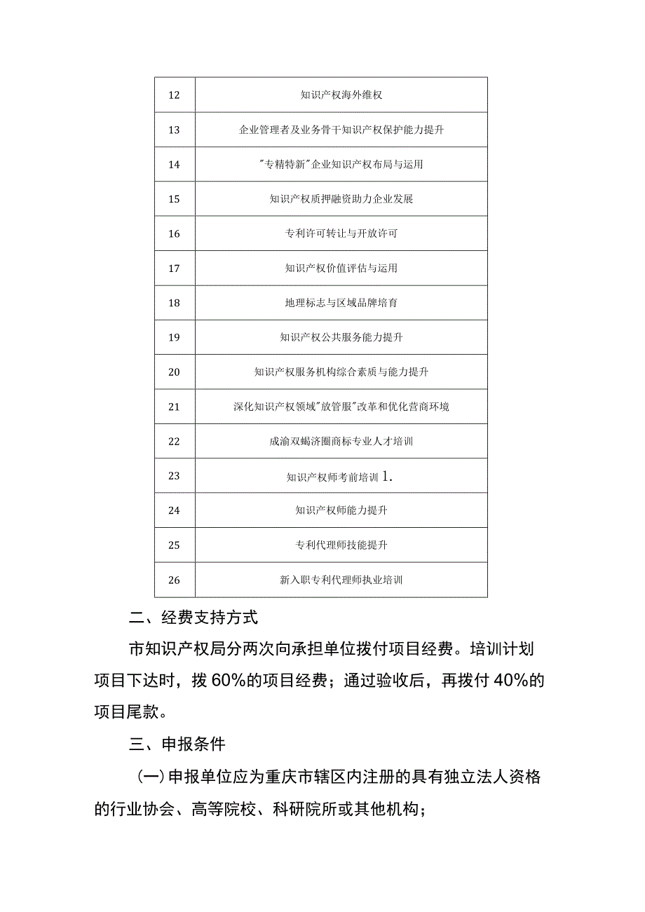 2023年度知识产权培训计划项目申报指南、申报书、承诺书.docx_第2页