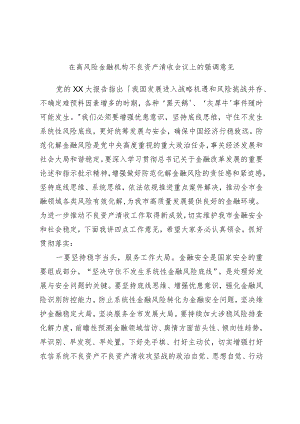 在高风险金融机构不良资产清收会议上的强调意见.docx