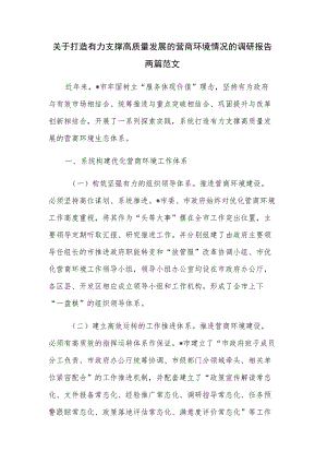 关于打造有力支撑高质量发展的营商环境情况的调研报告两篇范文.docx