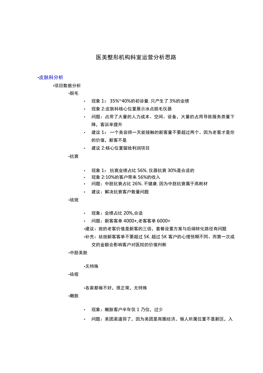 医美整形机构科室运营分析思路.docx_第1页