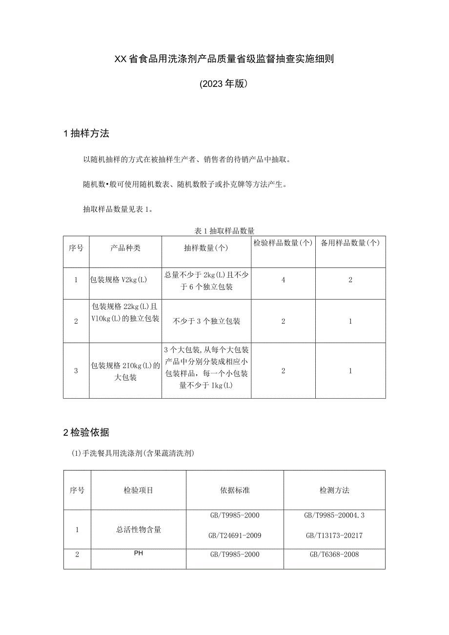 食品用洗涤剂产品质量省级监督抽查实施细则（2023年版）.docx_第1页