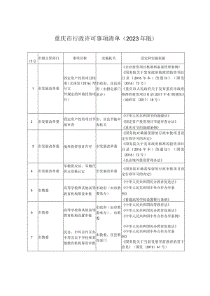 重庆市行政许可事项清单（2023年版）.docx