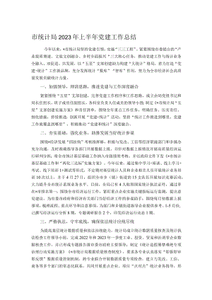 市统计局2023年上半年党建工作总结(4).docx