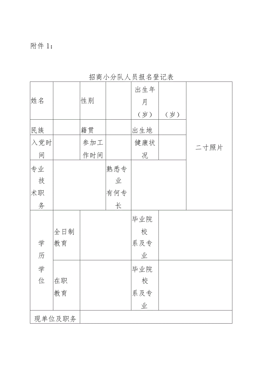 招商小分队人员报名登记表招商小分队人员推荐表.docx_第1页