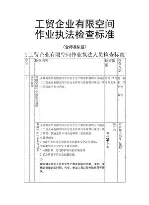 工贸企业有限空间作业执法检查标准(含标准依据).docx