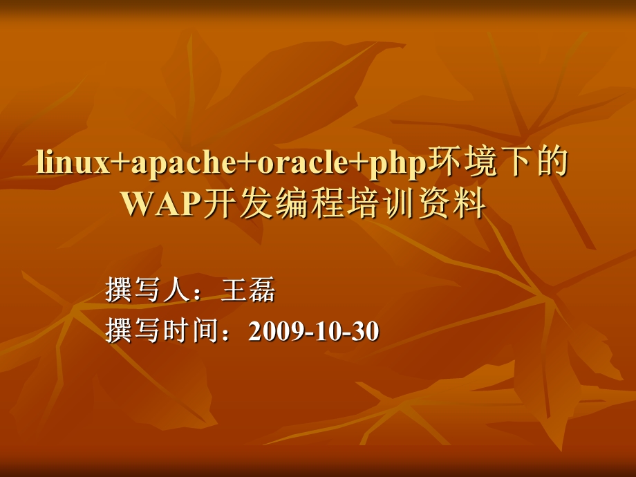 linuxapacheoraclephp环境下的WAP开发培训资料.ppt_第1页