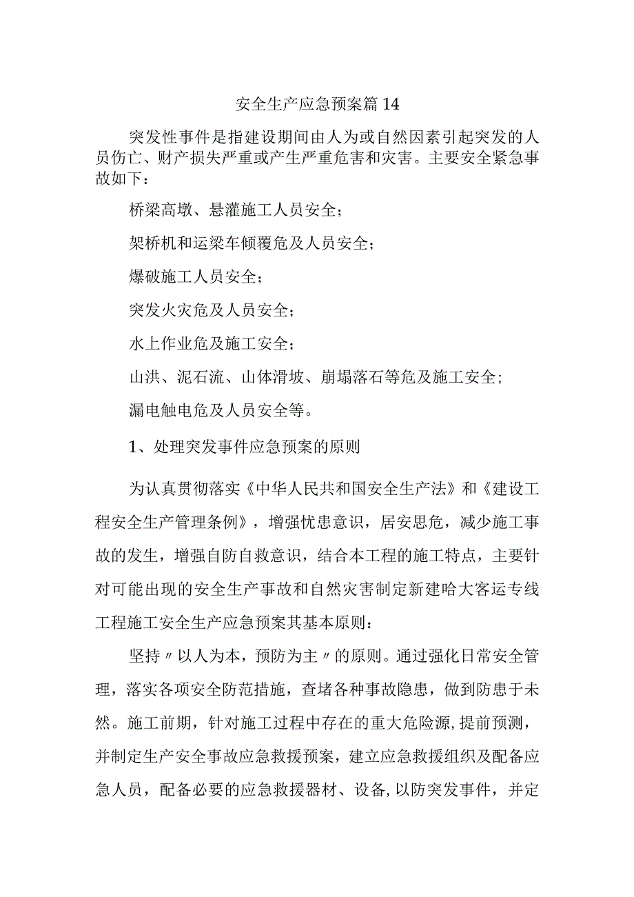 安全生产应急预案 篇14.docx_第1页