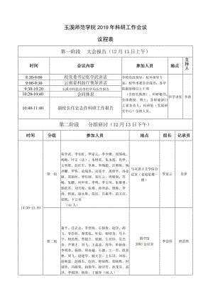 玉溪师范学院2019年科研工作会议议程表.docx