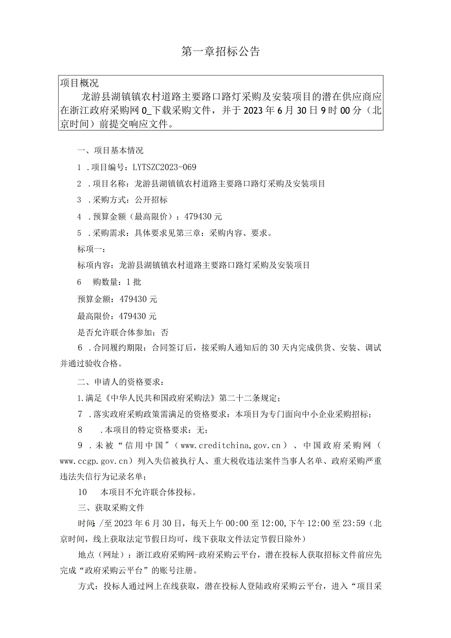 农村道路主要路口路灯采购及安装项目招标文件.docx_第3页