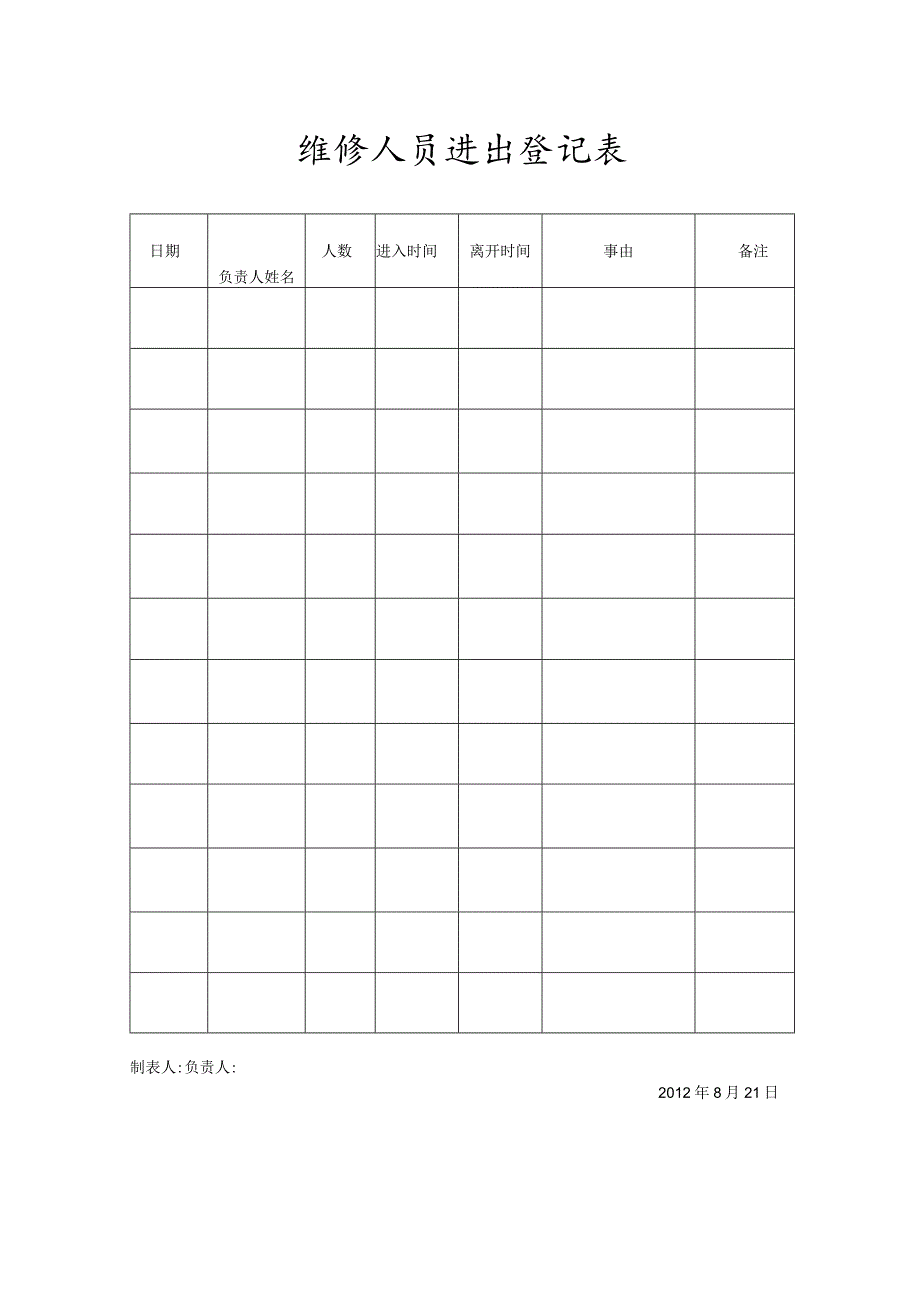 登记个人信息表32维修人员进出登记表.docx_第1页