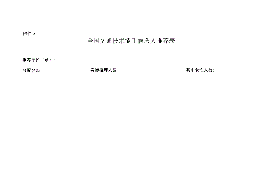 全国交通技术能手候选人推荐表.docx_第1页