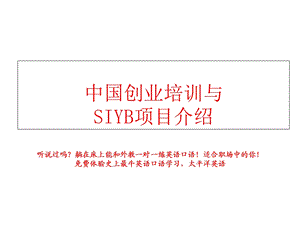 SYB创业培训项目介绍(ppt).ppt