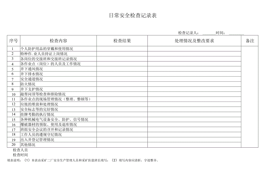 日常安全检查记录表.docx_第1页