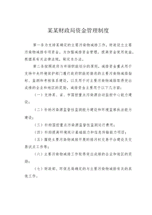 某某财政局资金管理制度.docx