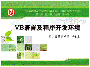 VB语言及程序开发环境说课稿(改进版).ppt