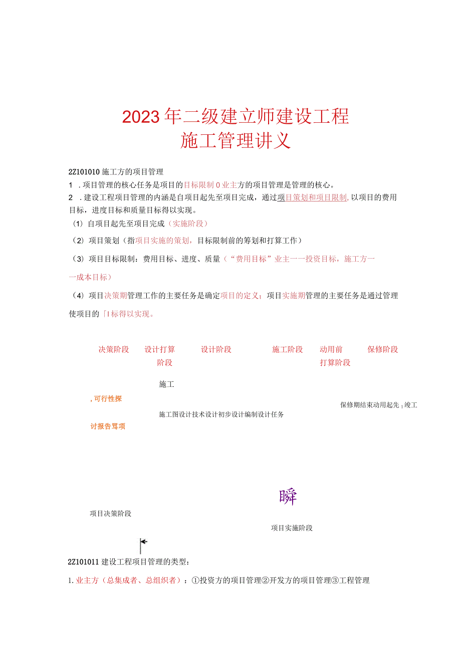 2023二级建造师《施工管理》新版重点笔记.docx_第1页