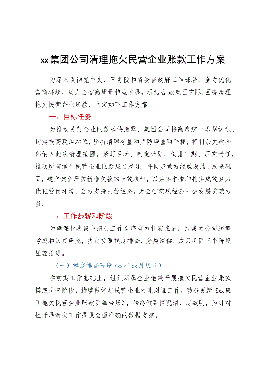 ××集团公司清理拖欠民营企业账款工作方案.docx_第1页