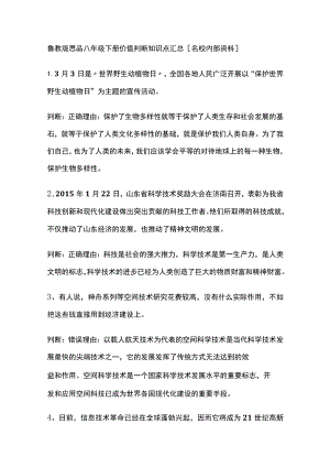 鲁教版思品八年级下册价值判断知识点汇总全.docx