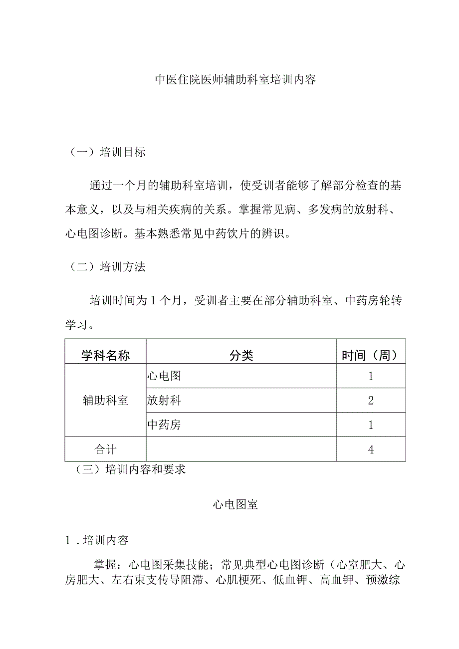 中医住院医师辅助科室培训内容.docx_第1页