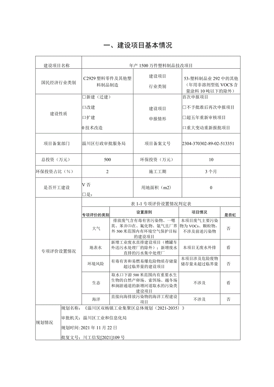 年产1500万件塑料制品技改项目环境影响评价报告书.docx_第1页