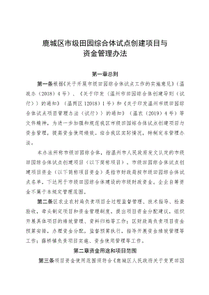 鹿城区市级田园综合体试点创建项目与资金管理办法.docx