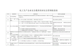 化工生产企业安全教育培训安全管理检查表.docx