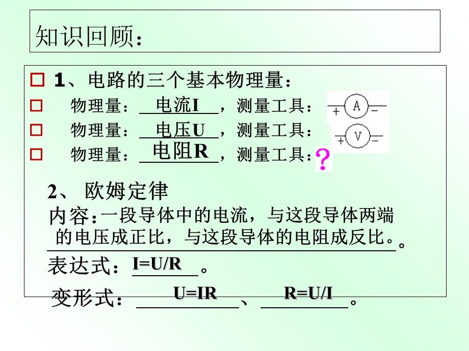 人教版九年级物理课件：17.3电阻的测量(共26张).ppt_第2页