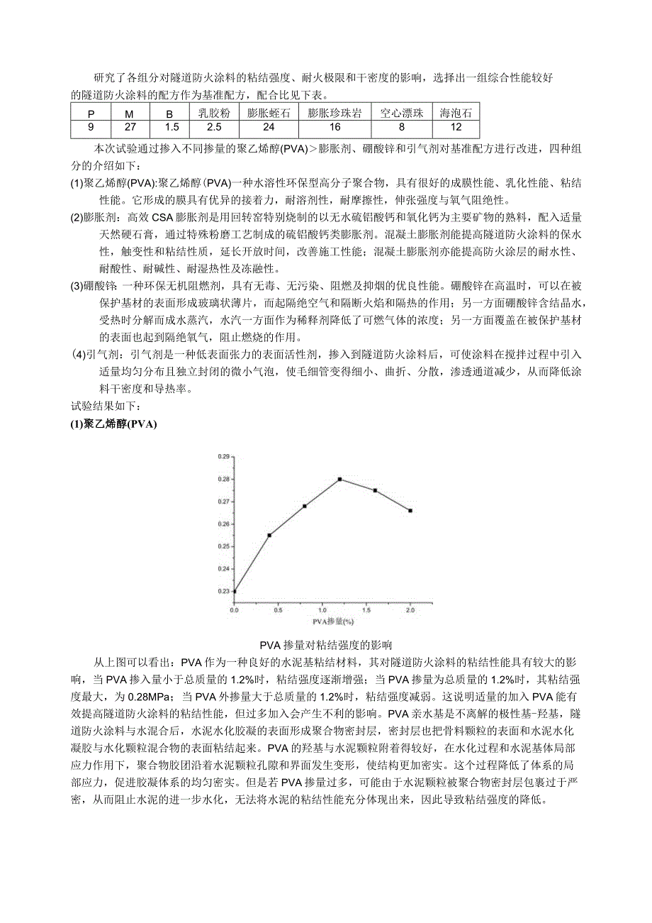 各组分对隧道防火涂料的粘结强度、耐火极限和干密度的影响.docx_第1页