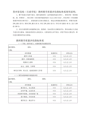 贵州省党校行政学院教师教学质量评估指标体系.docx