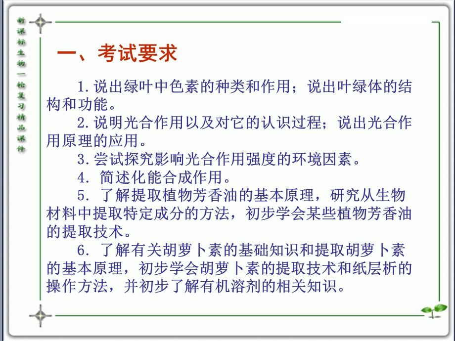 人教版教学课件云南省弥勒县庆来中学2011-2012学年高一生物5.3.2植物有效成分的提取及光合作用(课件).ppt_第2页