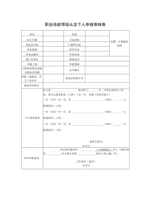 职业技能等级认定个人申报审核表.docx