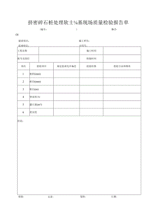 挤密碎石桩处理软土地基现场质量检验报告单.docx