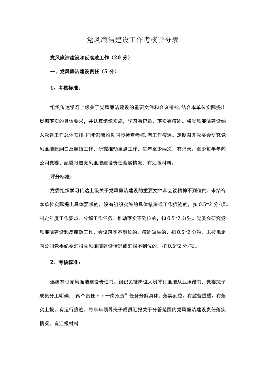 党风廉洁建设工作考核评分表.docx_第1页