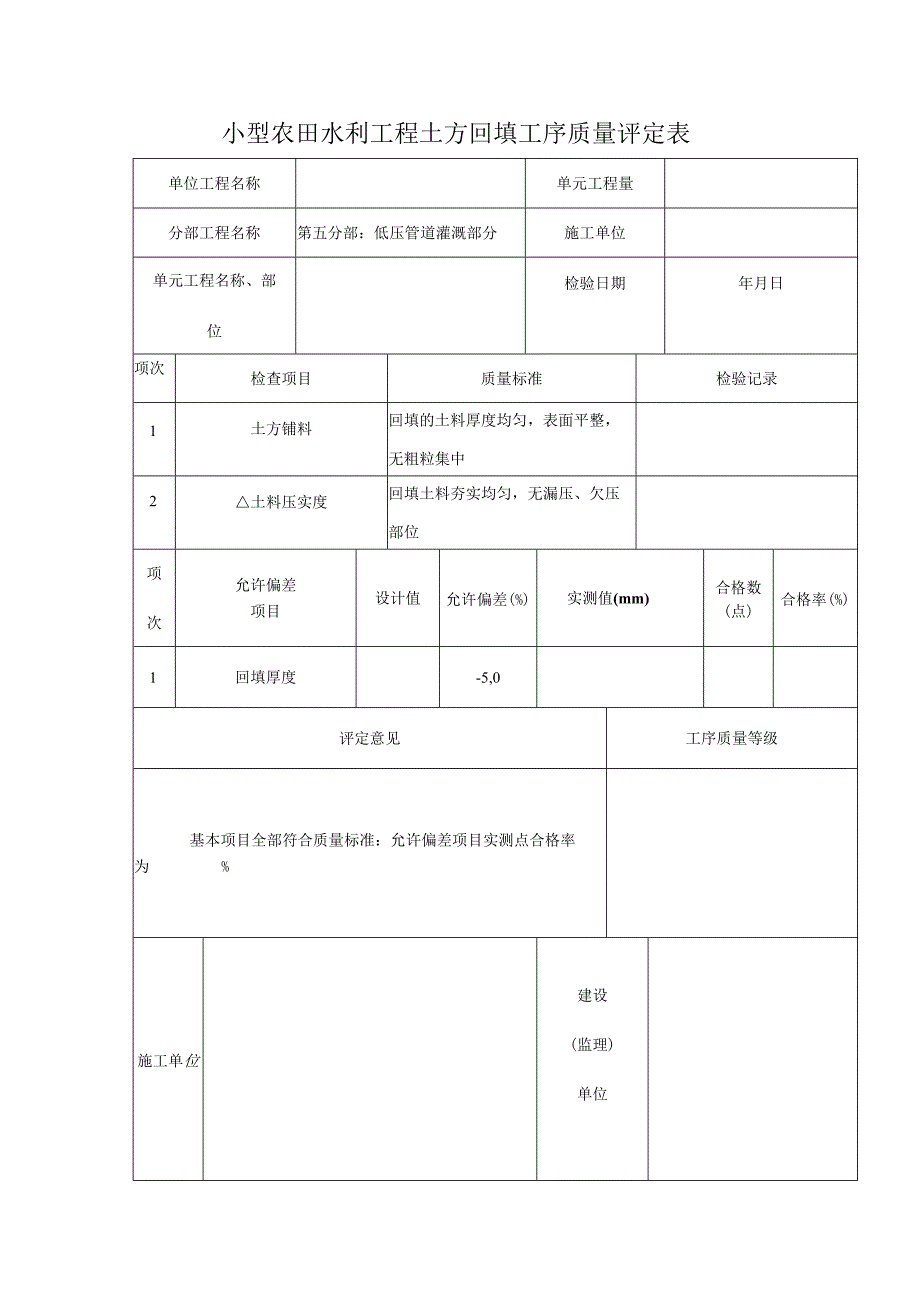 小型农田水利工程土方回填工序质量评定表.docx_第1页