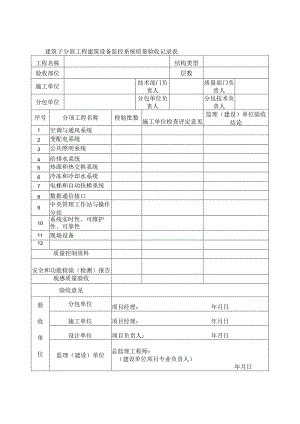 建筑子分部工程建筑设备监控系统质量验收记录表.docx