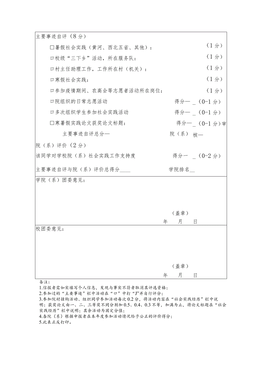 西北农林科技大学2020年度社会实践标兵申请表.docx_第2页