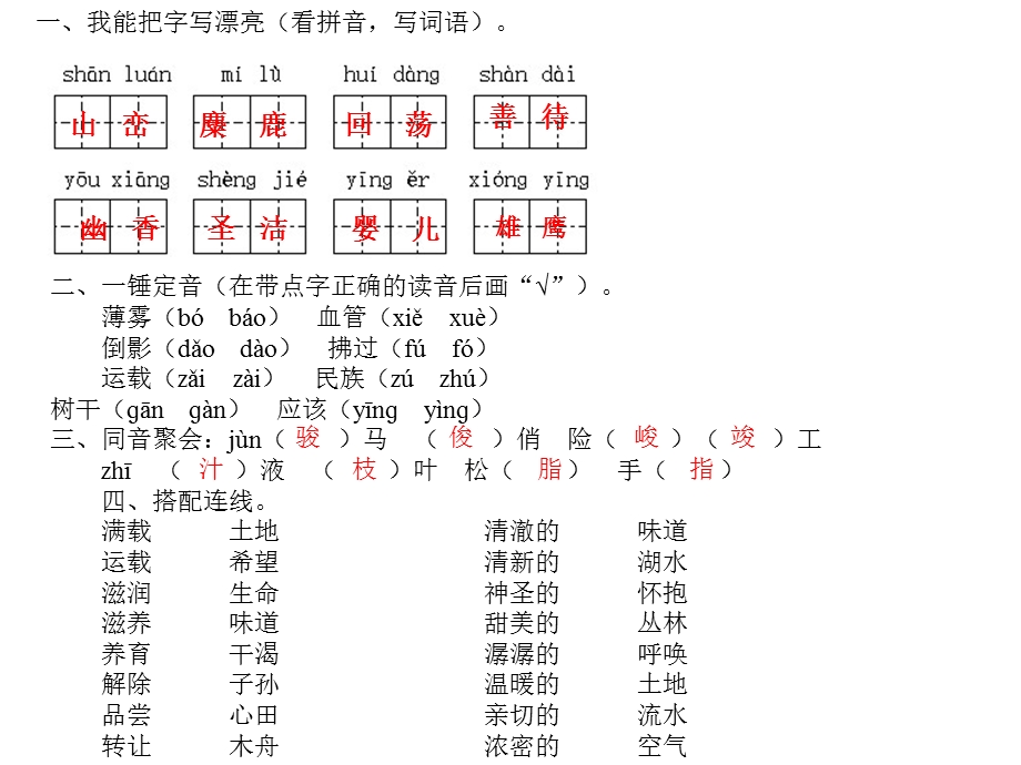 人教版六年级语文《这片土地是神圣的》15课练习.ppt_第1页