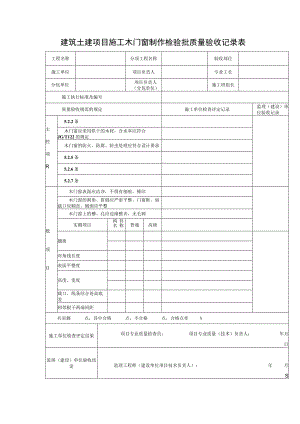 建筑土建项目施工木门窗制作检验批质量验收记录表.docx