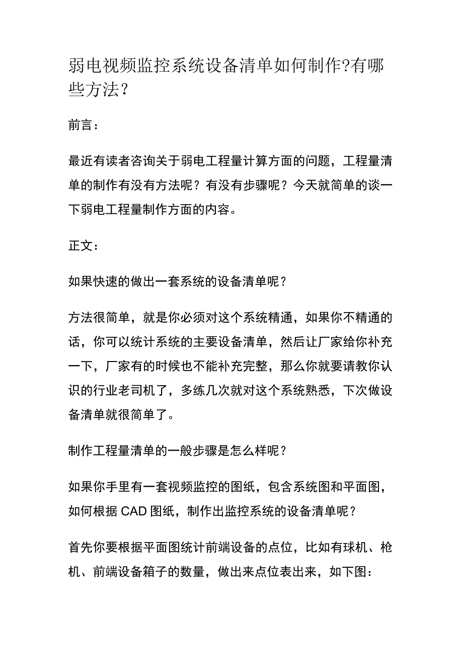 弱电视频监控系统设备清单如何制作.docx_第1页