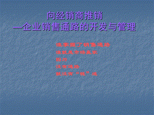 企业销售通路的开发与管理.ppt.ppt