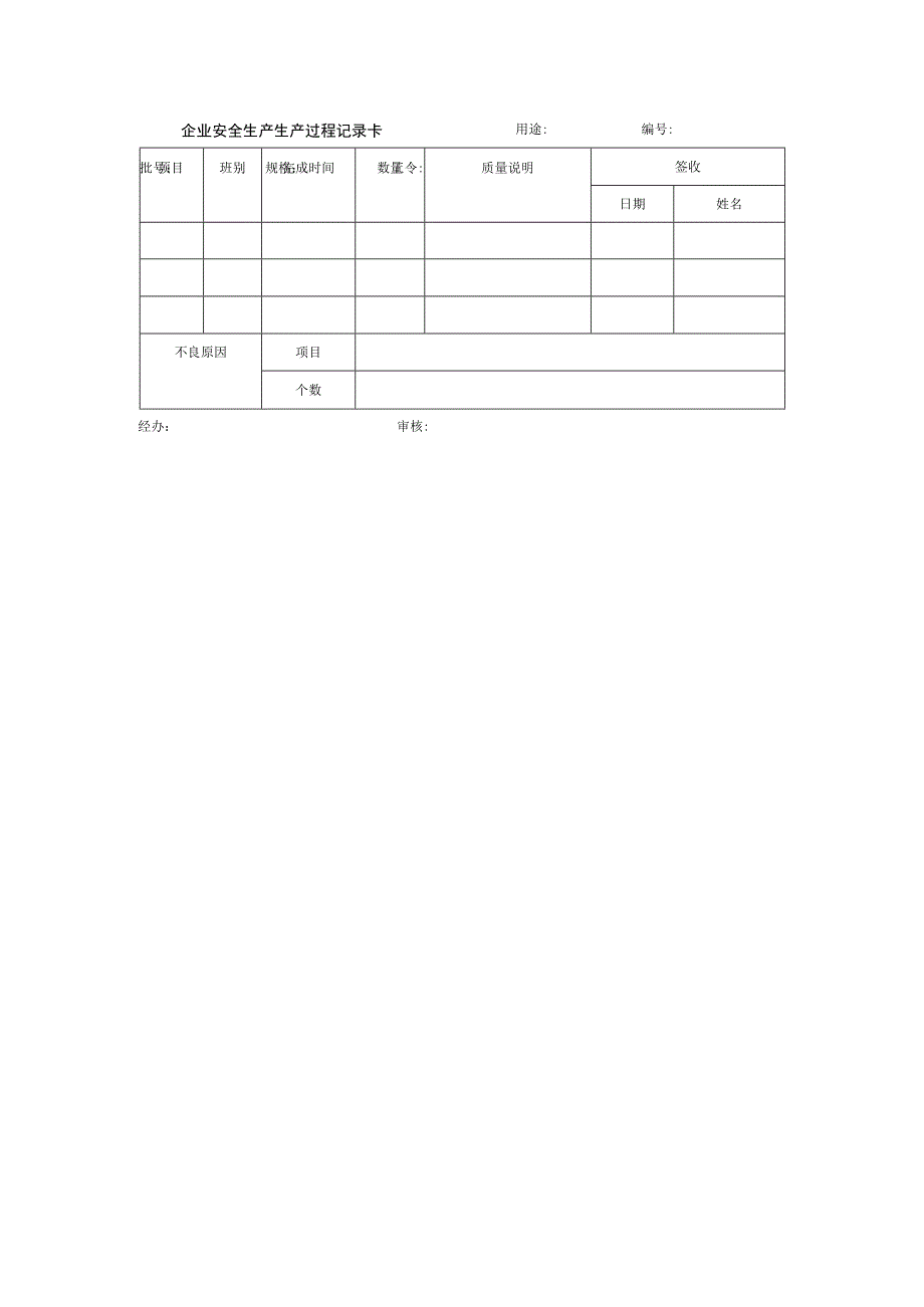 企业安全生产生产过程记录卡.docx_第1页