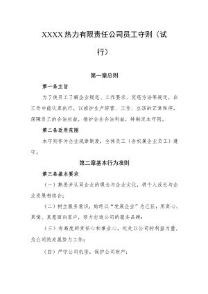 热力有限责任公司员工守则(试 行).docx