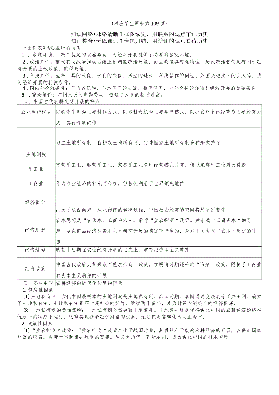 版 第6单元中国古代的农耕经济 单元高效整合.docx_第1页