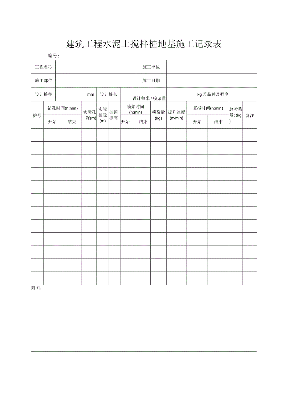 建筑工程水泥土搅拌桩地基施工记录表.docx_第1页