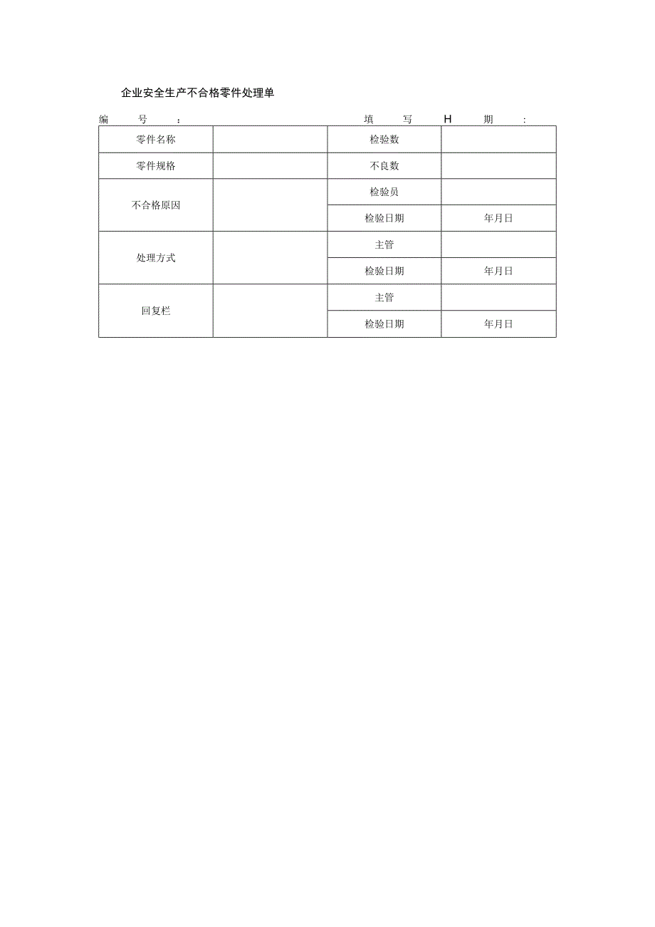 企业安全生产不合格零件处理单.docx_第1页