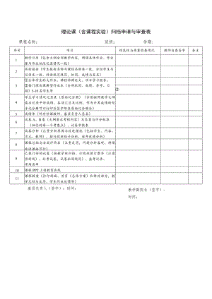 理论课含课程实验归档申请与审查表.docx