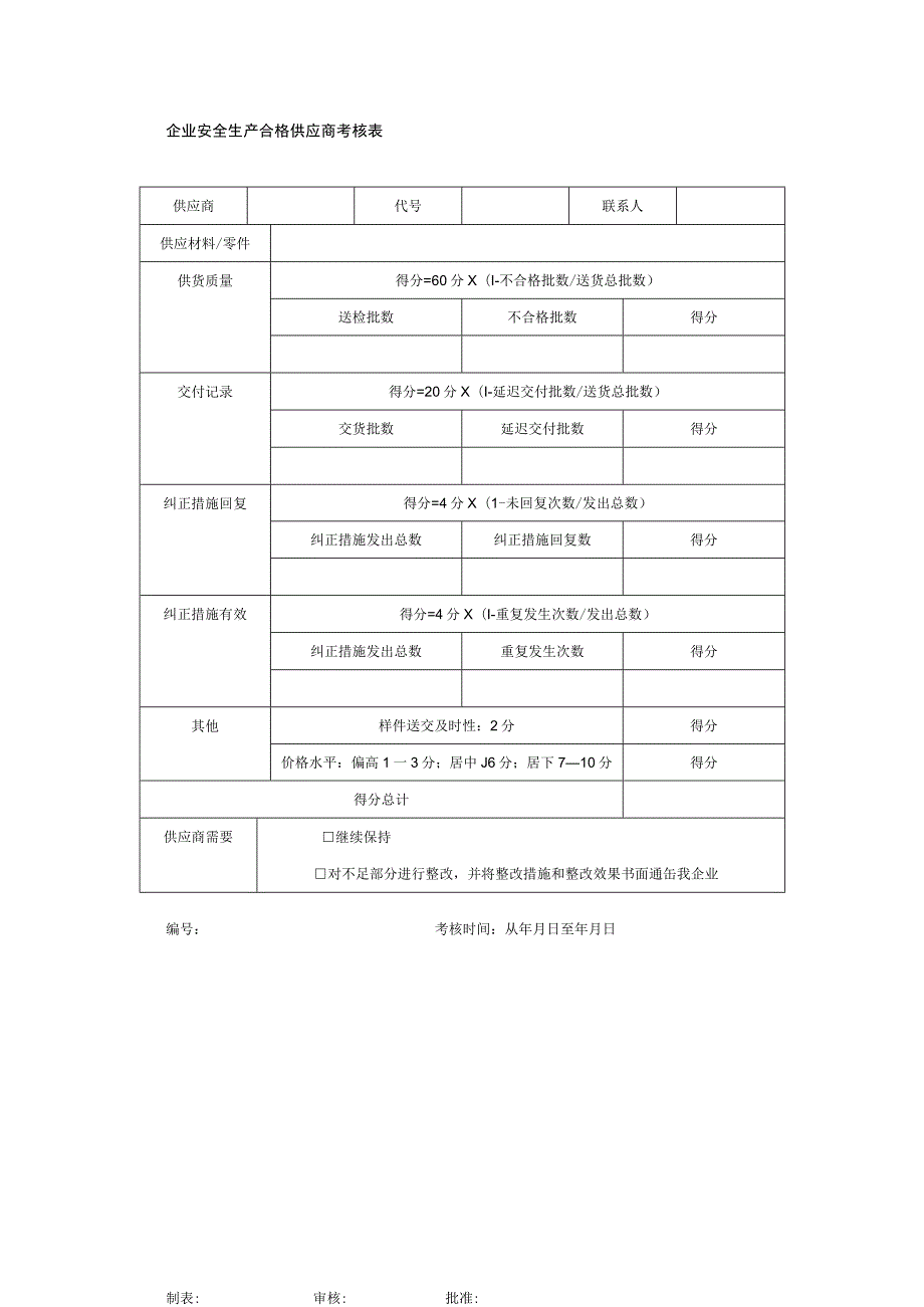 企业安全生产合格供应商考核表.docx_第1页