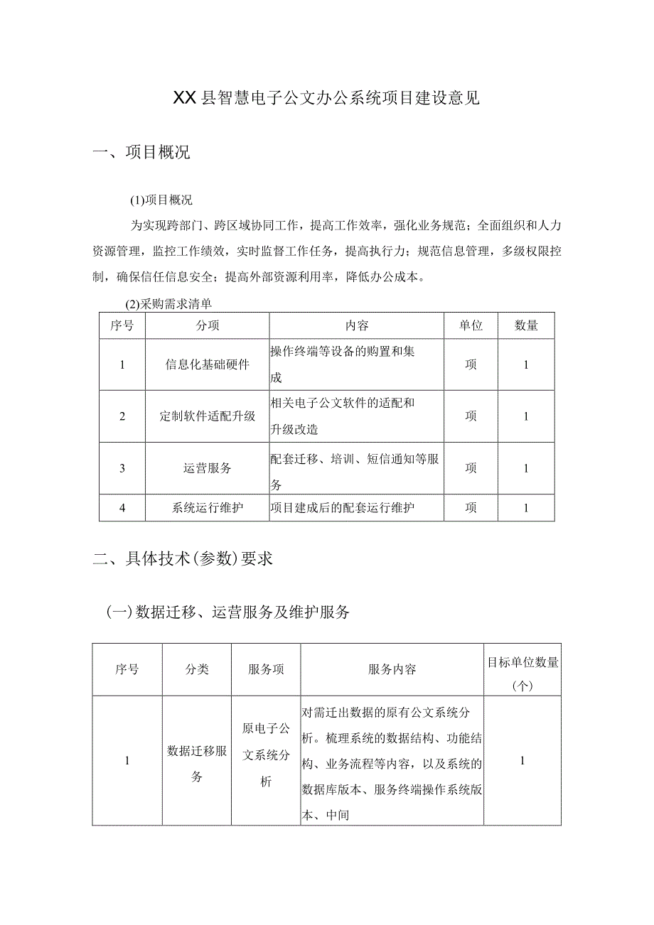 XX县智慧电子公文办公系统项目建设意见.docx_第1页