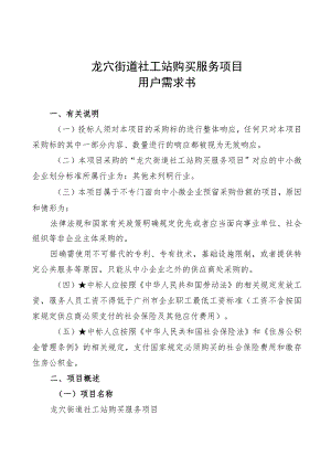 龙穴街道社工站购买服务项目用户需求书.docx